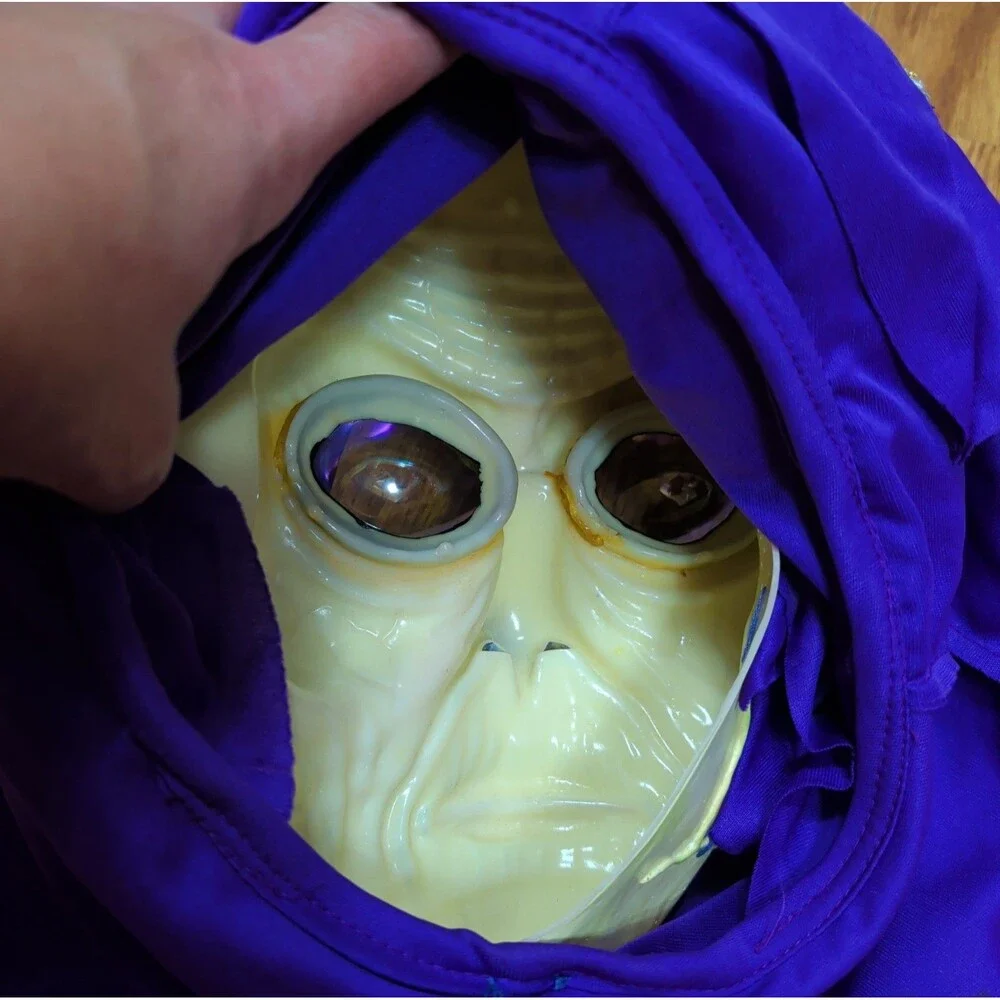 VTG Easter Unlimited Green Purple Space Martian Alien Hooded Mask HALLOWEEN!